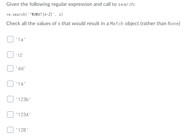 Solved Given the following regular expression and call to | Chegg.com