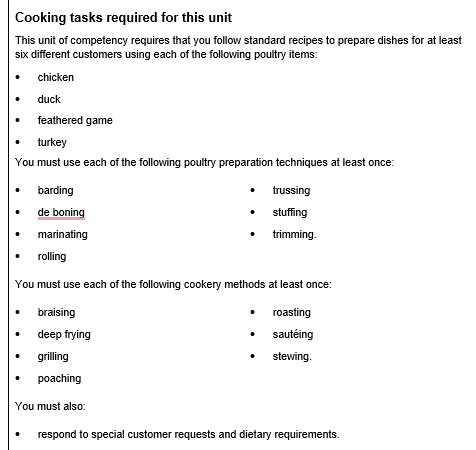 Cooking tasks required for this unit This unit of | Chegg.com