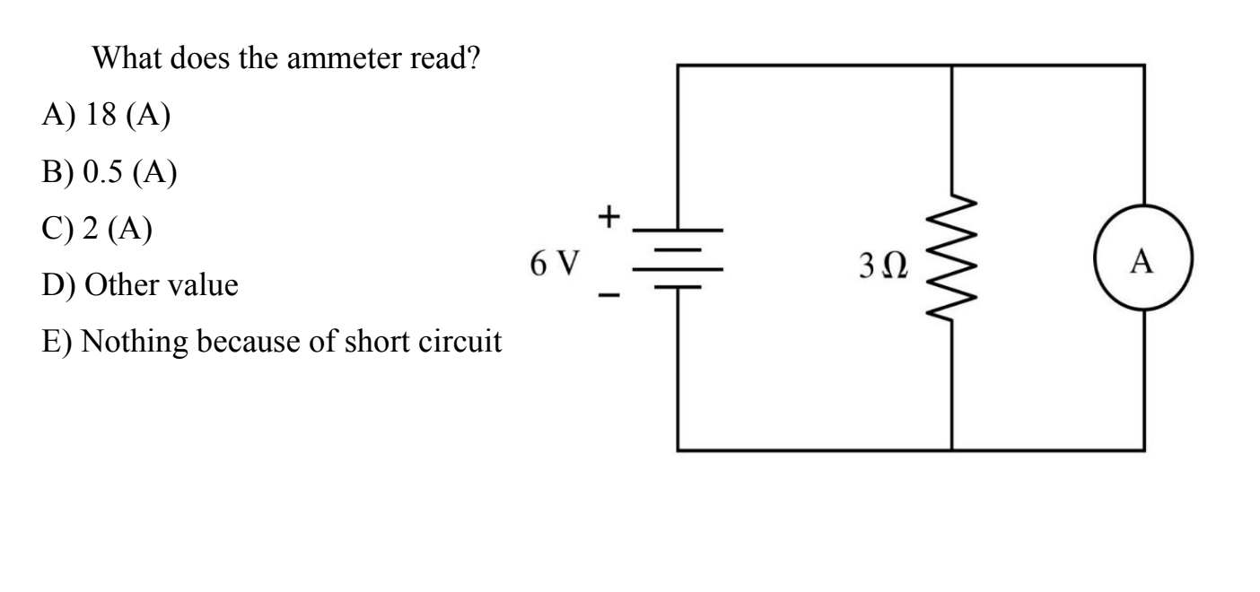 Solved What does the ammeter read? A) 18 (A) B) 0.5 (A) + C)
