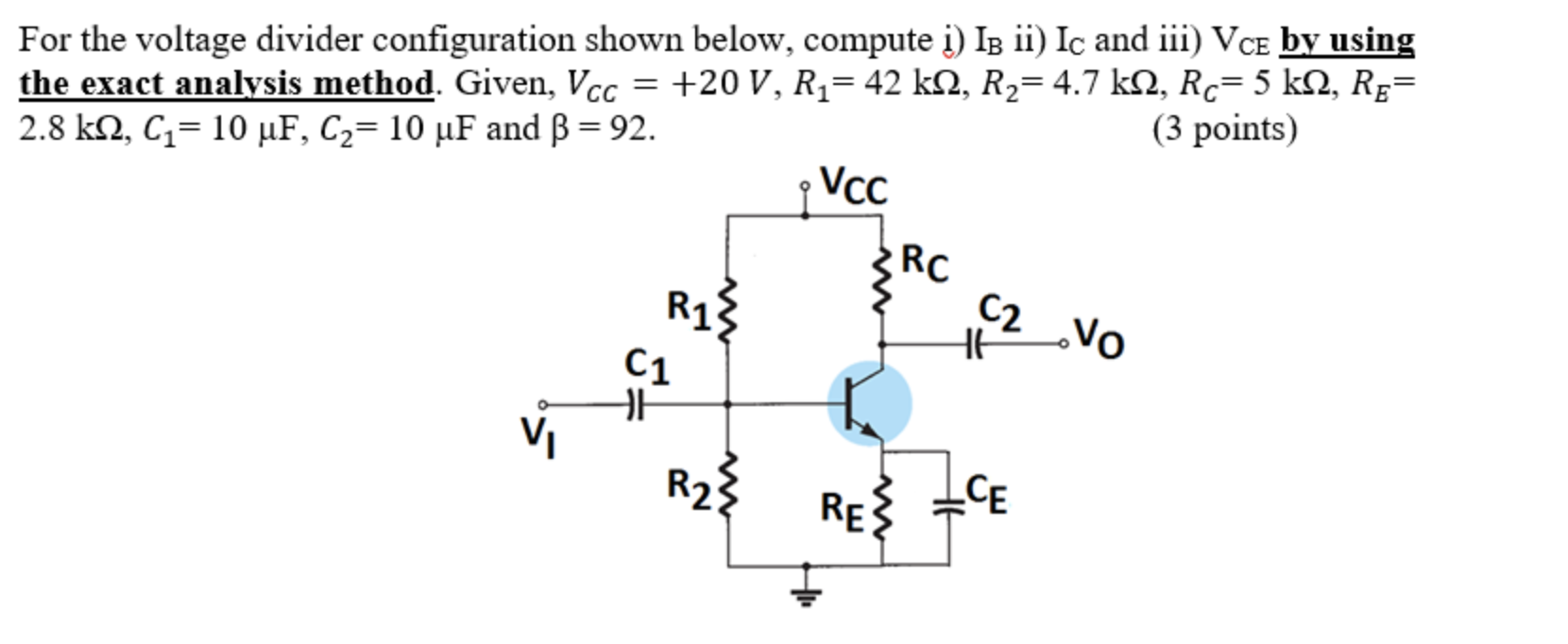 Solved For the voltage divider configuration shown below, | Chegg.com