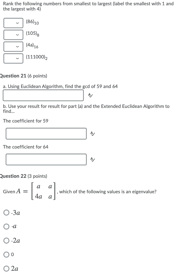 Solved Rank the following numbers from smallest to largest | Chegg.com