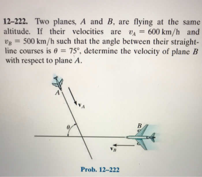 Solved 12-222. Two Planes, A And B, Are Flying At The Same | Chegg.com