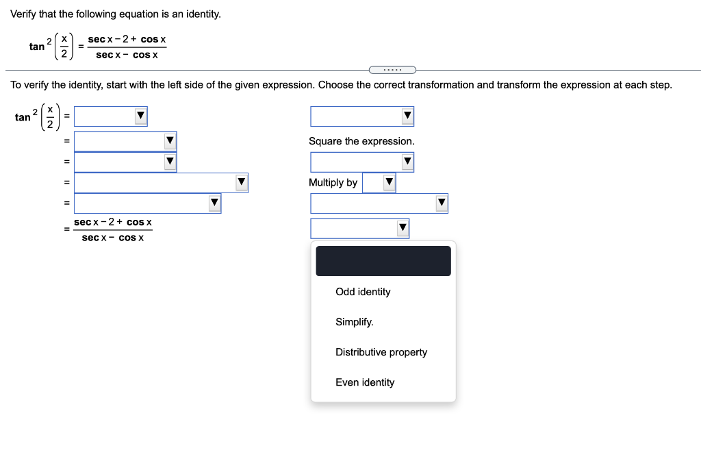 Solved Verify That The Following Equation Is An Identity. | Chegg.com