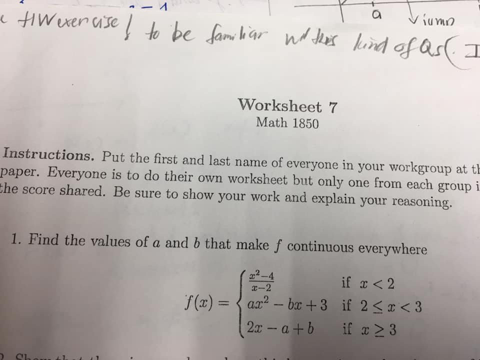 Solved Find The Values Of A And B That Make F Continuous | Chegg.com