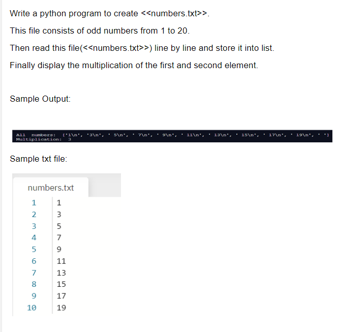 Solved Write a python program to create . This file | Chegg.com