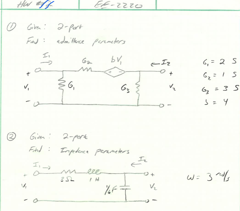 Solved 2-port electric circuits. Please solve 1 and 2. | Chegg.com