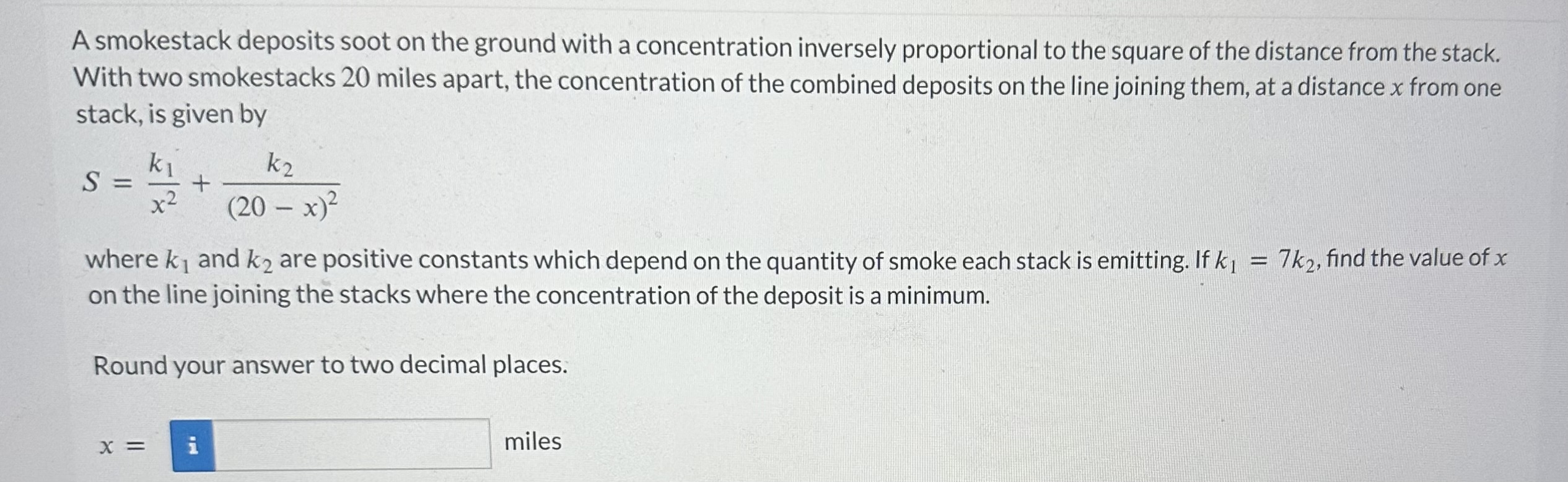 Solved A smokestack deposits soot on the ground with a | Chegg.com