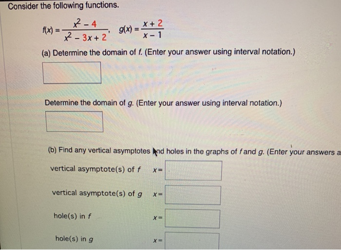 Solved Consider the following functions. 4 x) = g(x) =- , - | Chegg.com