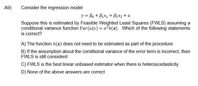 regression loss can't decrease · issue #662 ·... Solved A9) Consider the regression model y = Bo + B1X1 + | Chegg.com