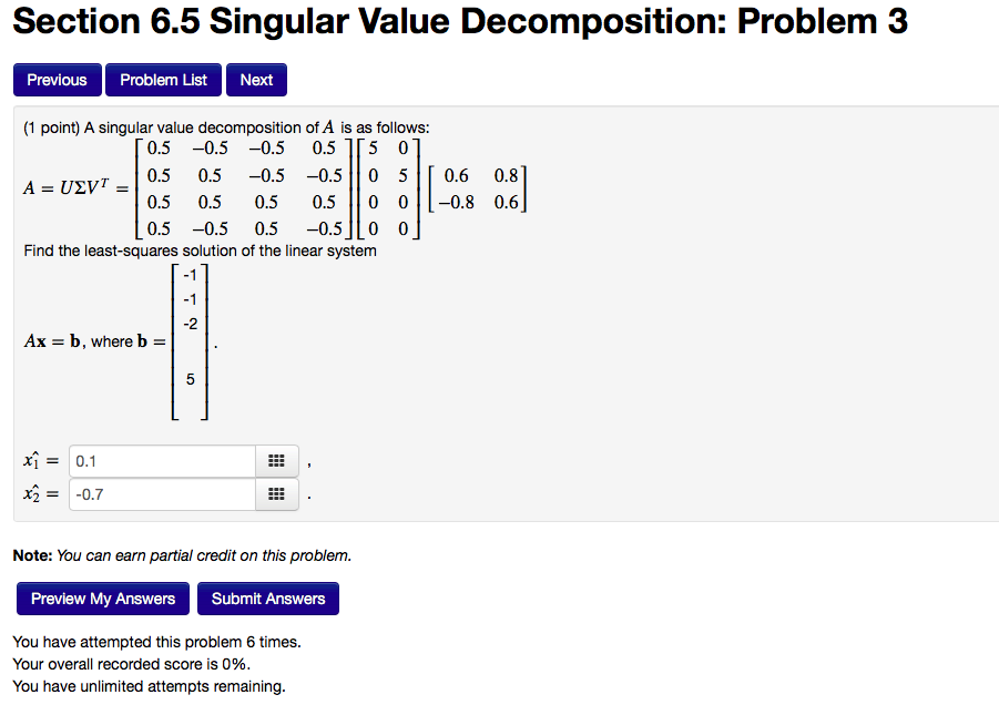 Solved Section 6.5 Singular Value Decomposition: Problem 3 | Chegg.com