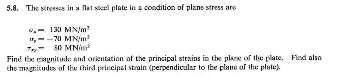 Solved 5.8. The stresses in a flat steel plate in a | Chegg.com