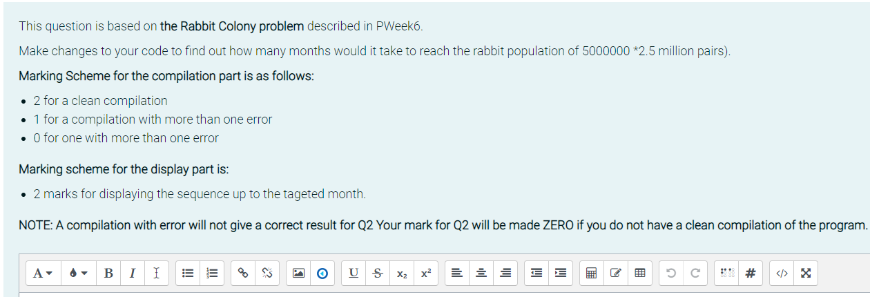 Solved This question is based on the Rabbit Colony problem | Chegg.com
