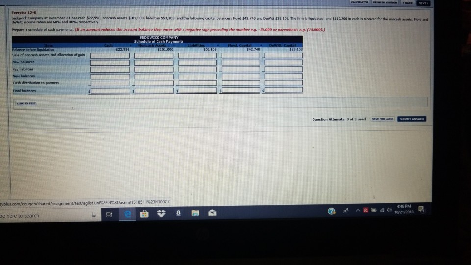 Solved Exercise 128 Sedgwick Company at December 31 has
