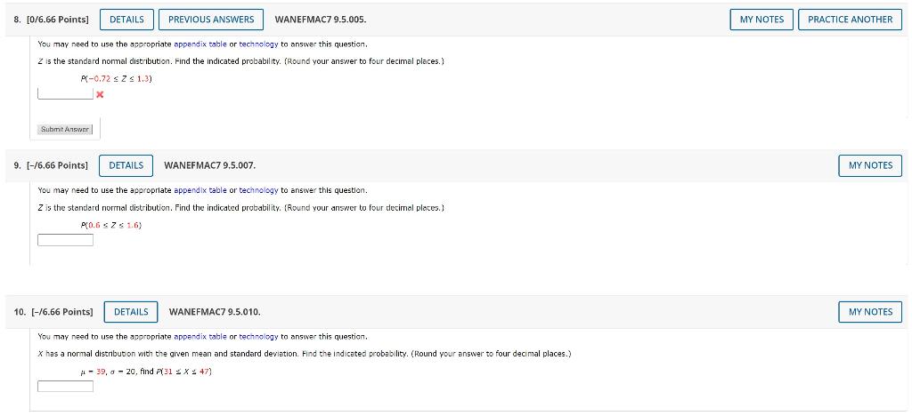 Solved 8. [0/6.66 Points] DETAILS PREVIOUS ANSWERS WANEFMAC7 | Chegg.com