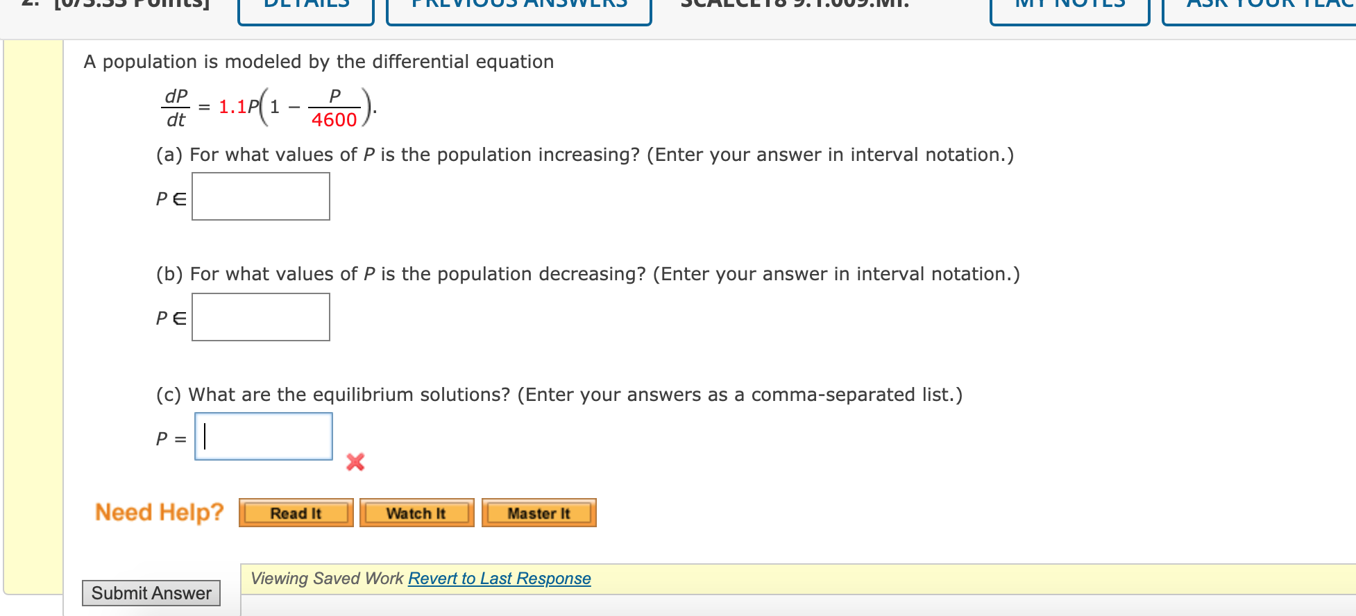 Solved A population is modeled by the differential equation | Chegg.com