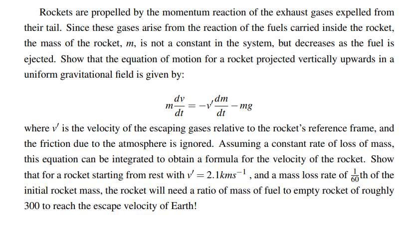 Solved Rockets are propelled by the momentum reaction of the | Chegg.com