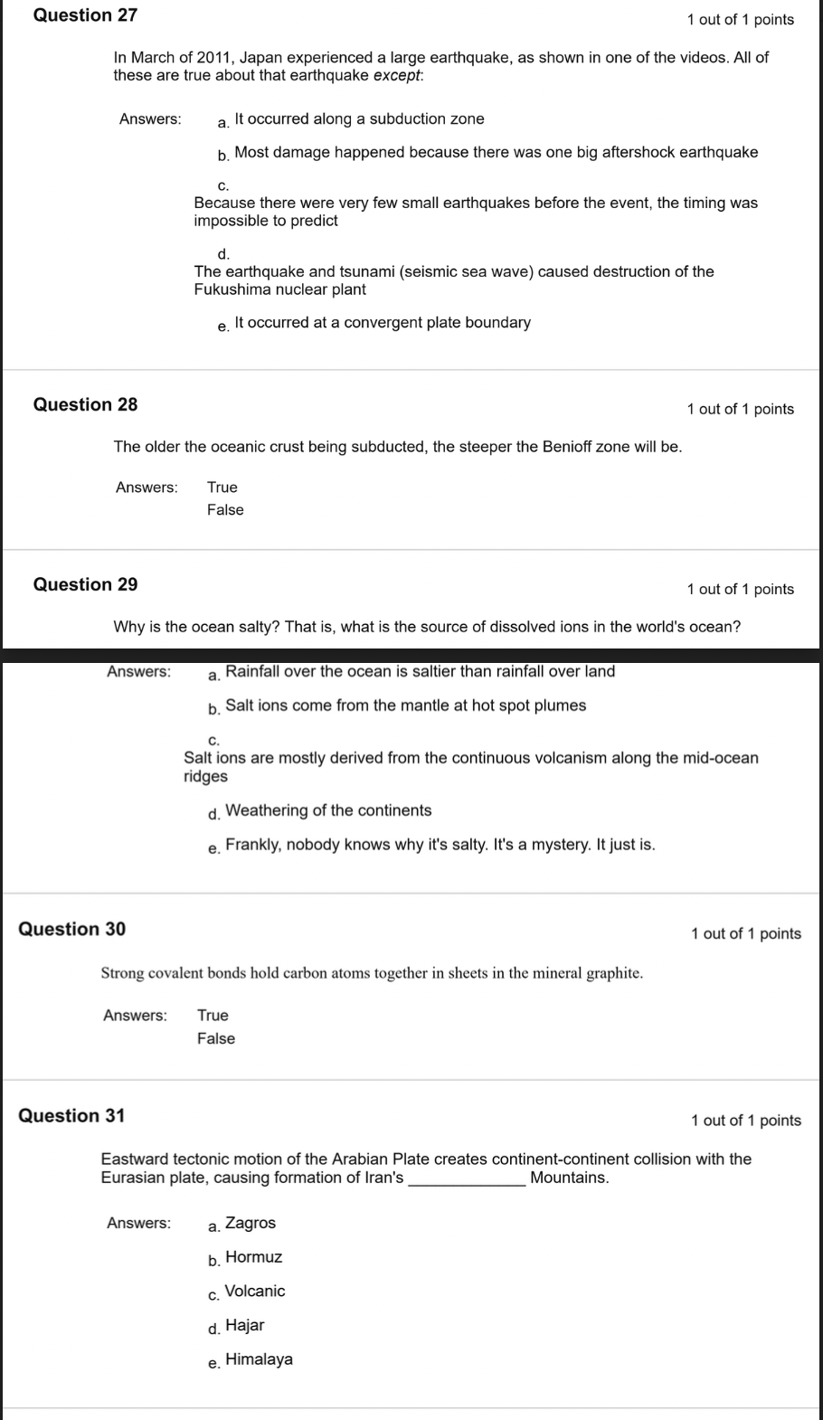 Solved Question 27 1 out of 1 points In March of 2011, Japan | Chegg.com