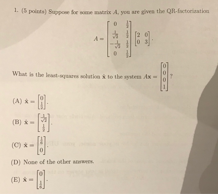 Solved 17. (5 points) Let P denote the projection matrix of | Chegg.com
