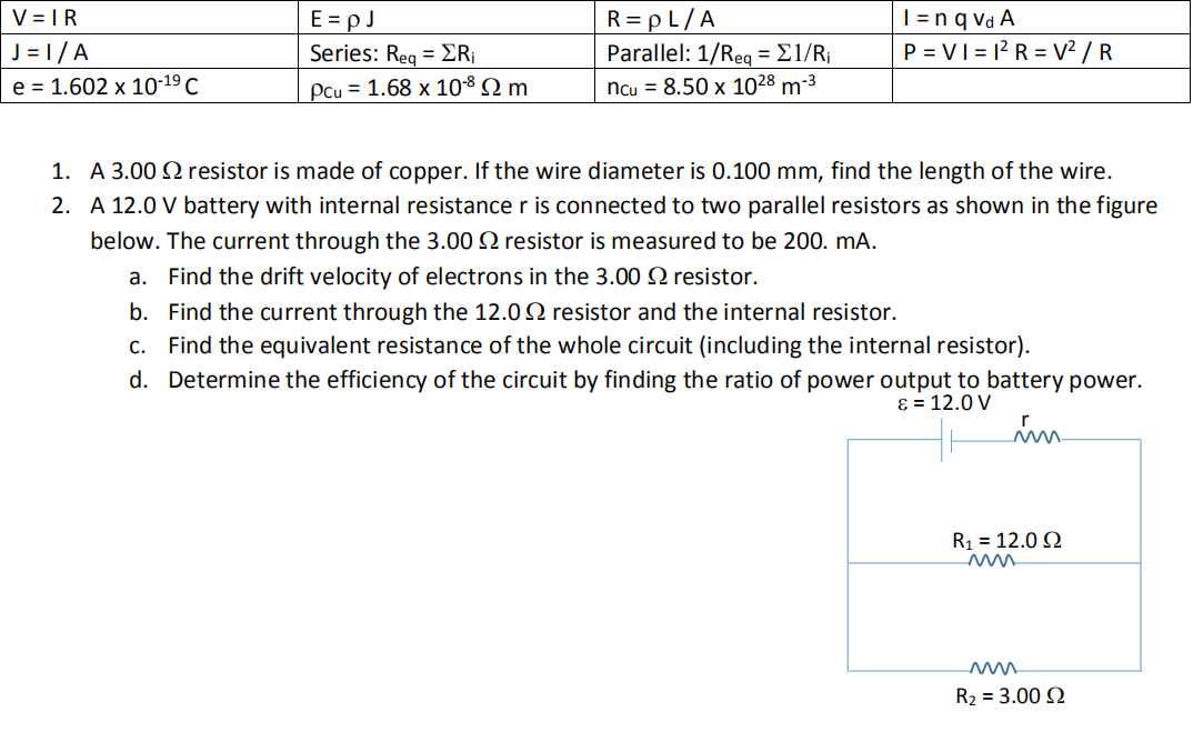 Solved V Ir J 1 A E 1 602 X 10 19 C E P Series Req Chegg Com