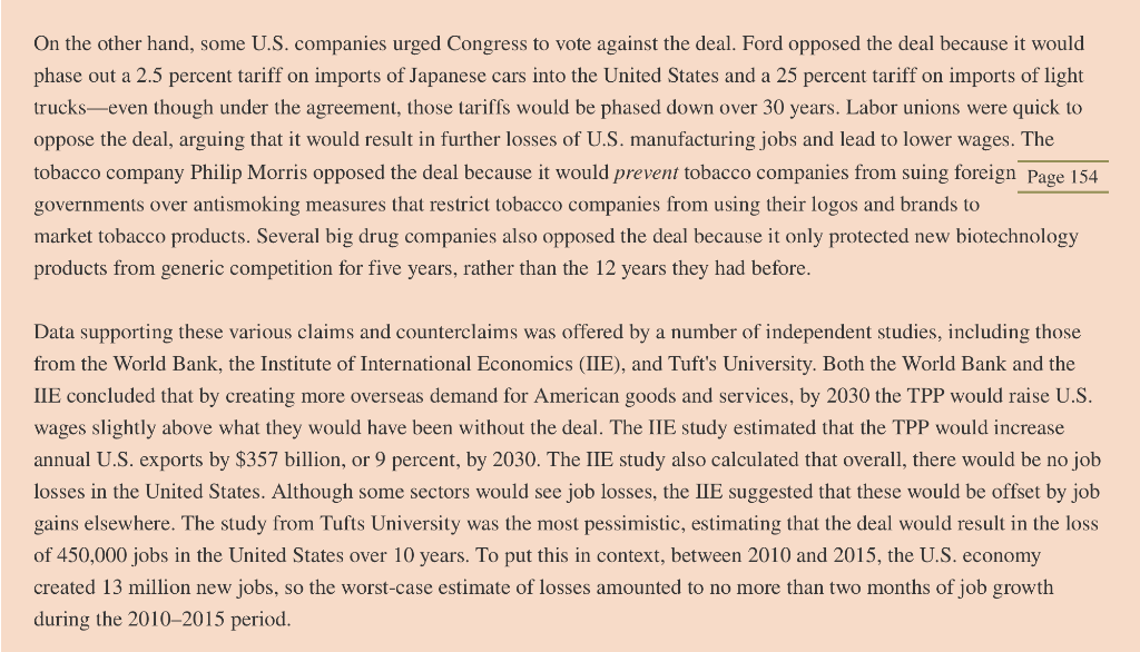 Solved Opening Case: The Trans Pacific Partnership QUESTION | Chegg.com