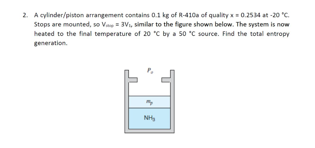 Solved 2. A Cylinder/piston Arrangement Contains 0.1 Kg Of | Chegg.com