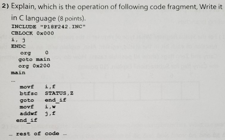 Solved 2 Explain Which Is The Operation Of Following Code Chegg Solved 2 Explain Which Is The Operation Of Following Code Chegg