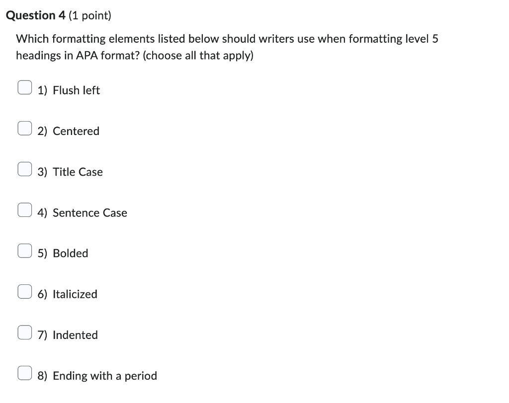 Which formatting elements listed below should writers | Chegg.com