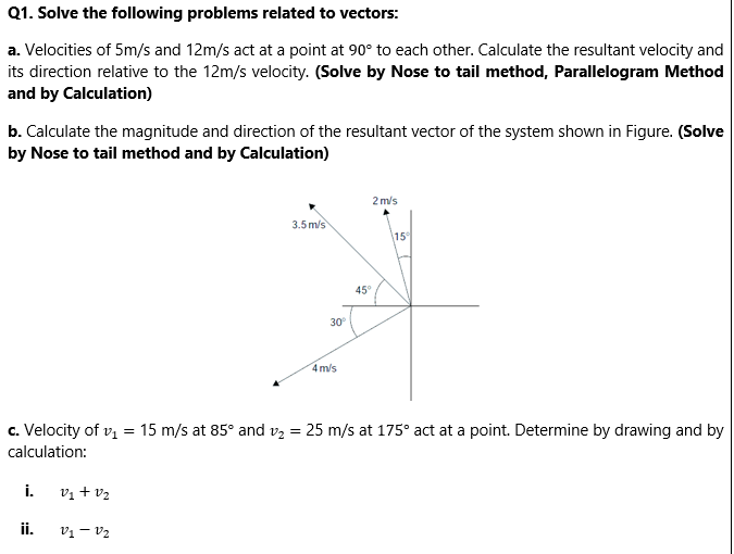 Solved Q1 Solve The Following Problems Related To Vector Chegg Com