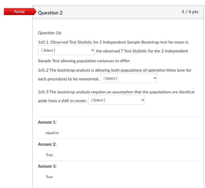 Solved Question 1d: 1d1.1. Observed Test Statistic For 2 