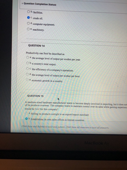Solved s Question Completion Status: O b. facilities. O c. | Chegg.com