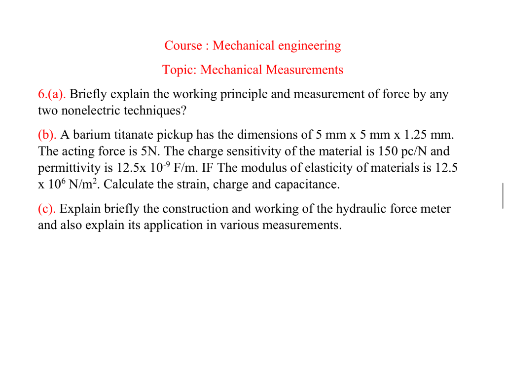 Solved Course : Mechanical Engineering Topic: Mechanical | Chegg.com ...