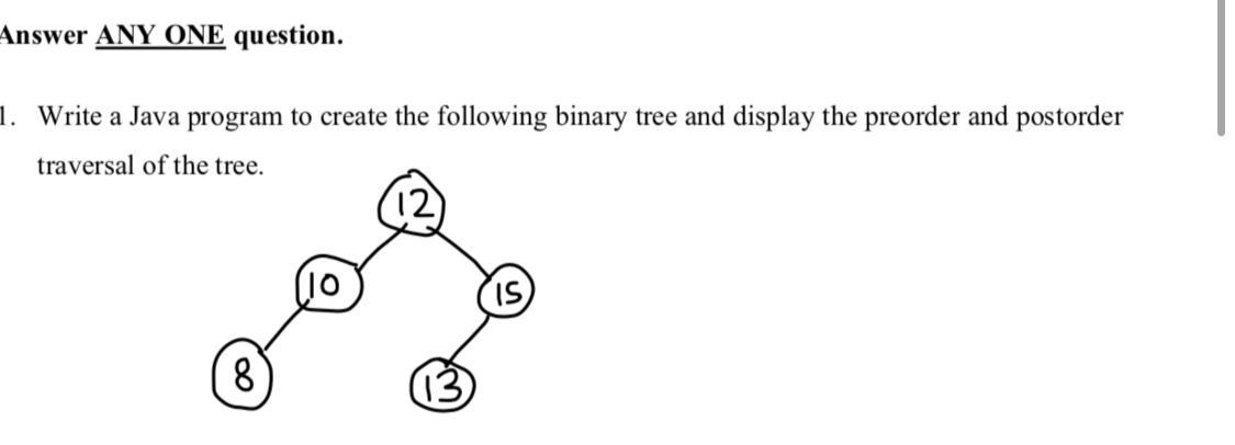 Solved Answer ANY ONE question. 1. Write a Java program to | Chegg.com