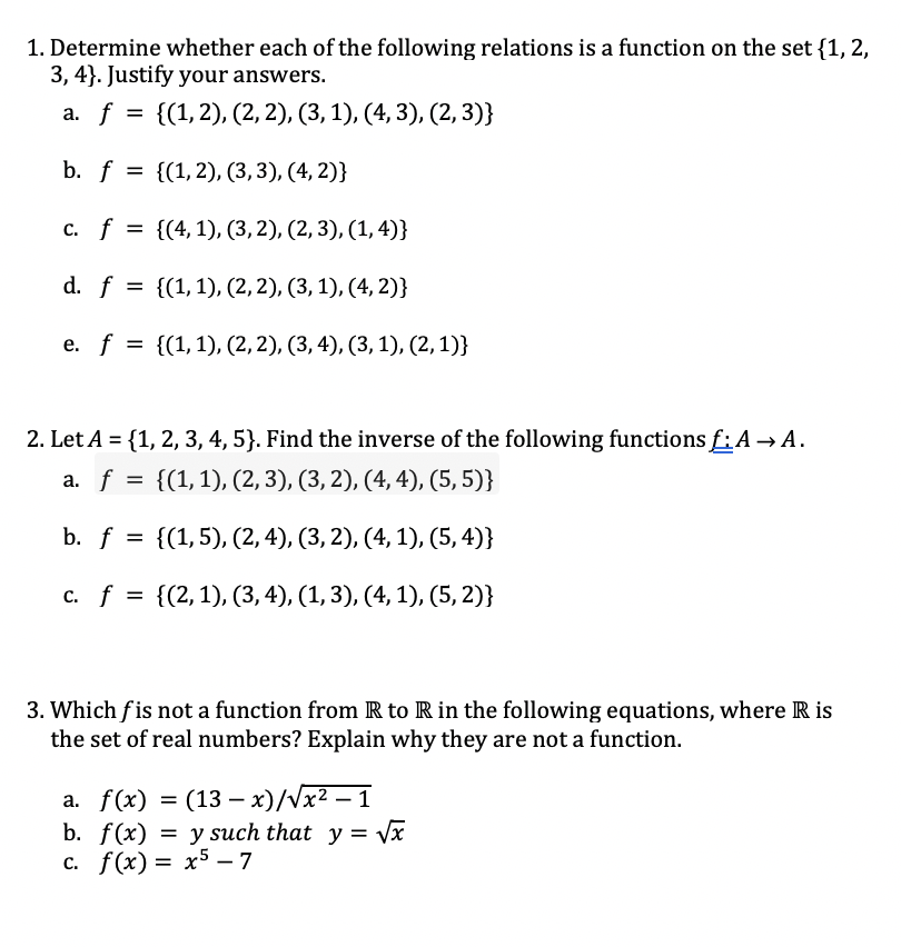 Solved 1 Determine Whether Each Of The Following Relations Chegg Com