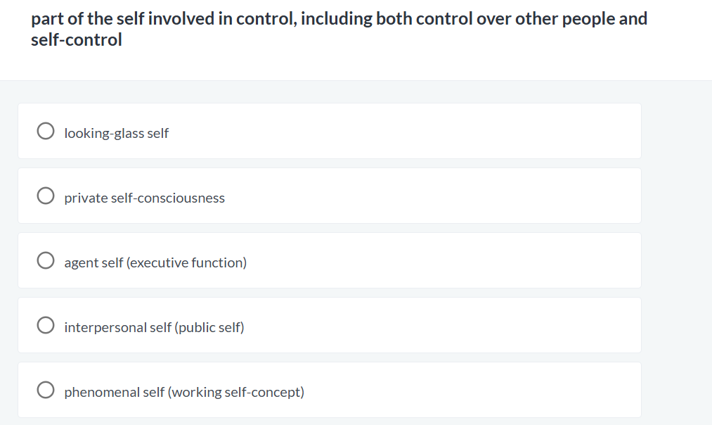 Self Involved Solved part of the self involved in control, including both | Chegg.com