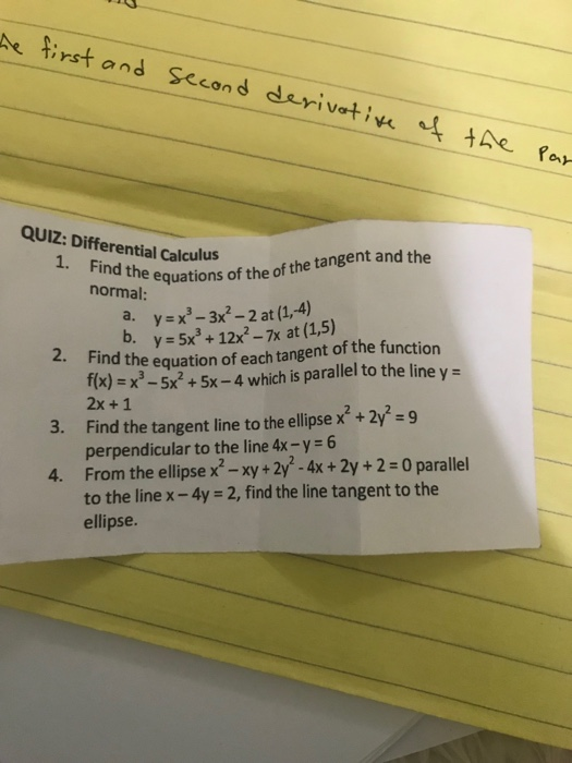 Solved find the first and second derivatives of the | Chegg.com
