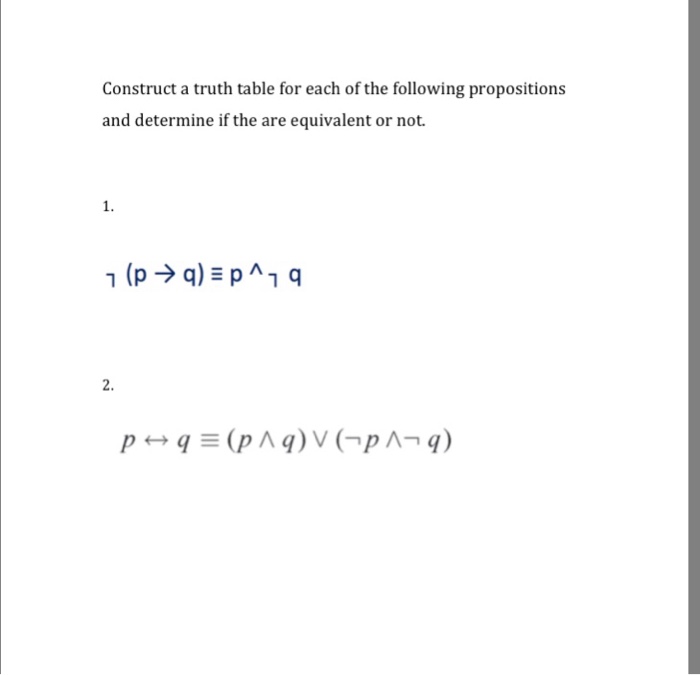 Solved Construct A Truth Table For Each Of The Following | Chegg.com