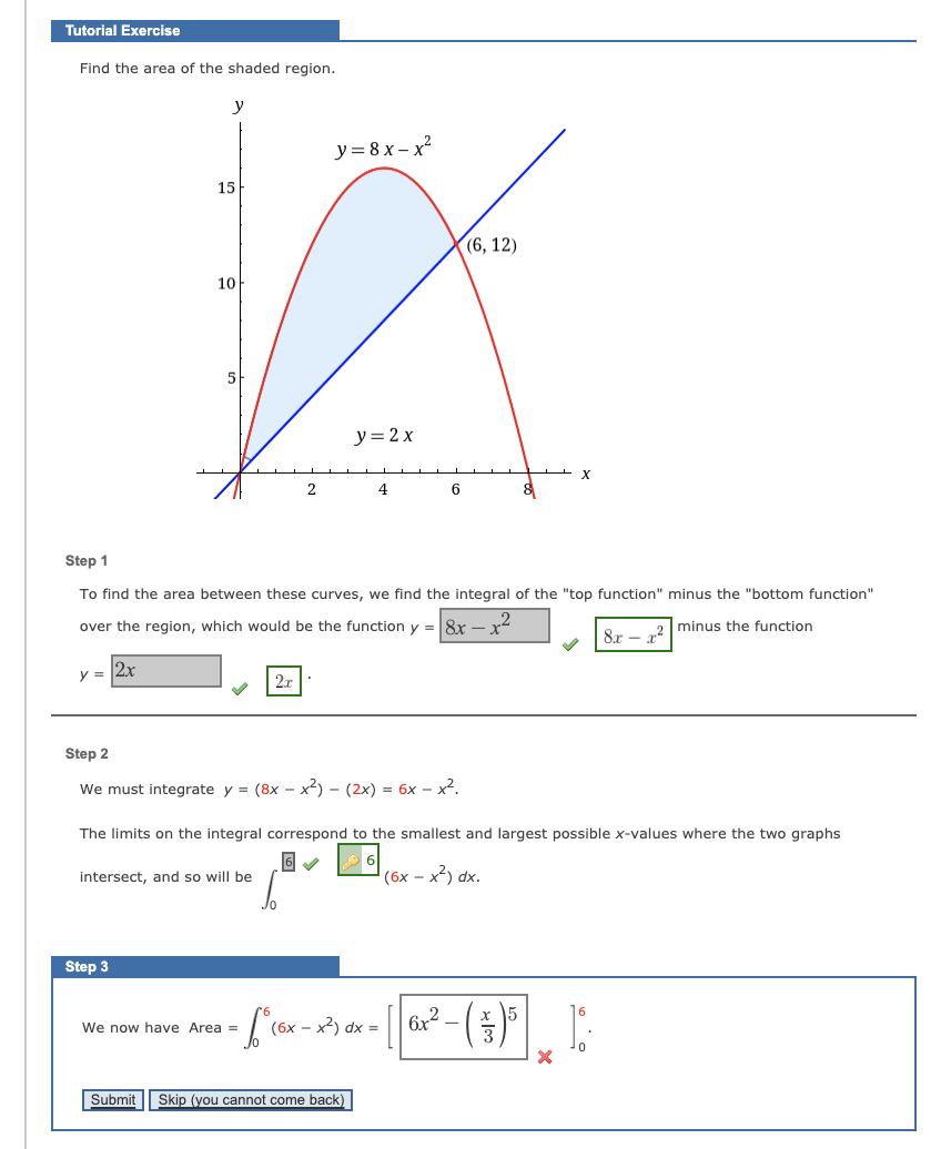 Solved Tutorial Exercise Find The Area Of The Shaded Region. | Chegg.com