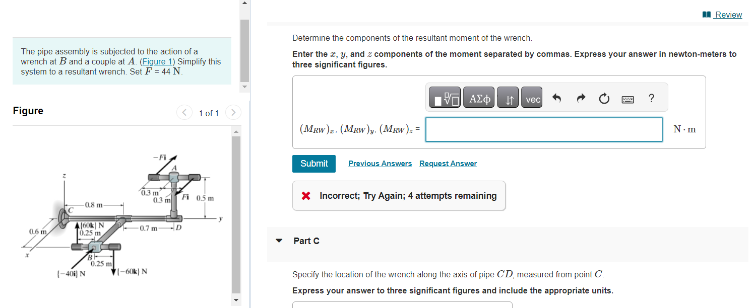 Solved The pipe assembly is subjected to the action of a