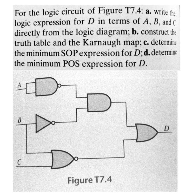 Solved For the logic circuit of Figure T7.4: a. write the | Chegg.com