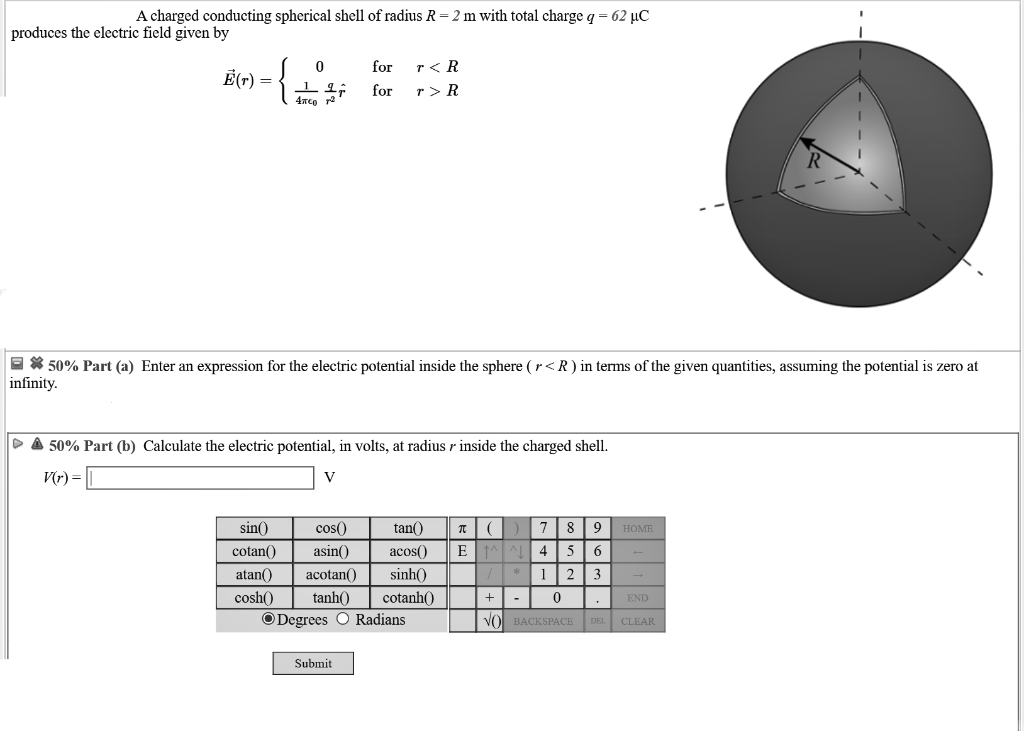 Solved A Charged Conducting Spherical Shell Of Radius R Chegg Com