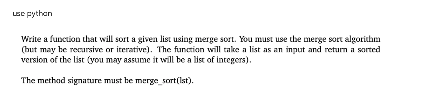 Solved use python Write a function that will sort a given | Chegg.com