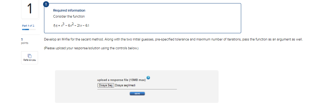 Solved 1 Required information Consider the function Part 1 | Chegg.com