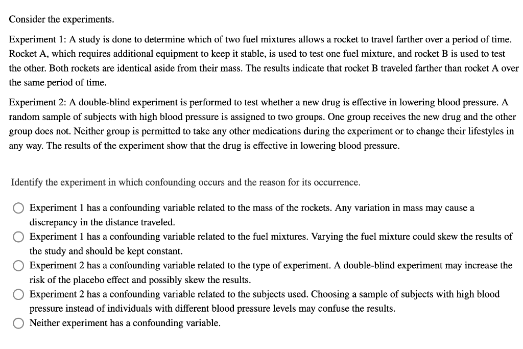 Solved Consider the experiments. Experiment 1: A study is | Chegg.com