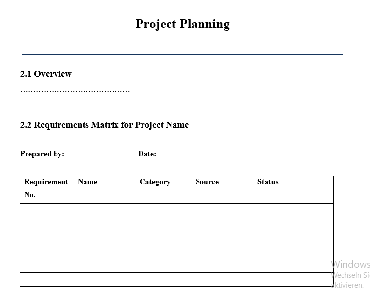 Solved Project Planning 2.1 Overview 2.2 Requirements Matrix | Chegg.com