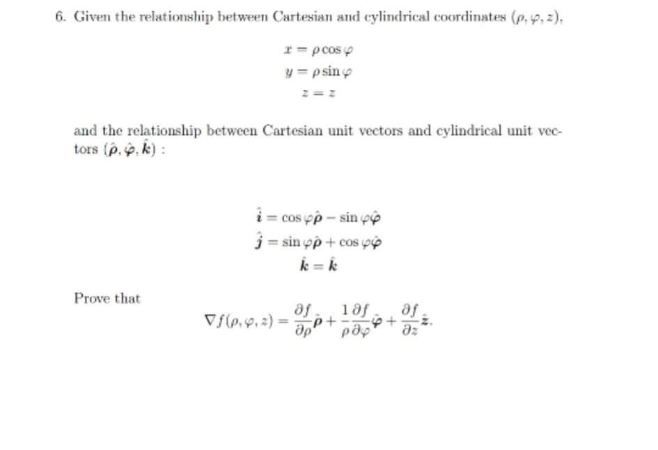 Solved 6. Given the relationship between Cartesian and | Chegg.com