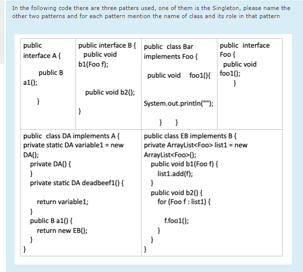 Solved In the following code there are three patters used, | Chegg.com