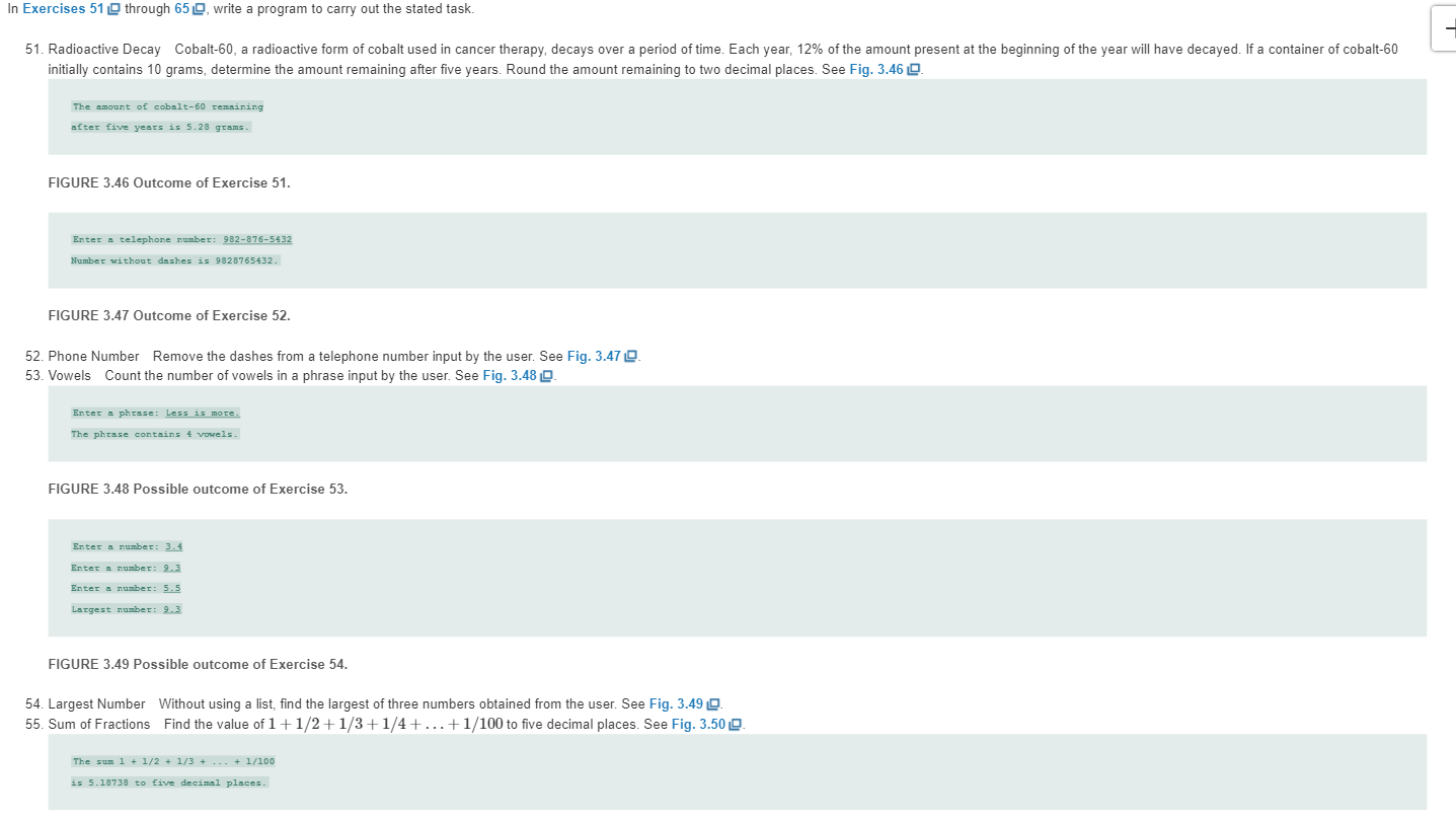 Solved In Exercises 51 through 65, write a program to carry | Chegg.com