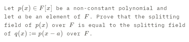Solved Let p(x) E F[x] be a non-constant polynomial and let | Chegg.com