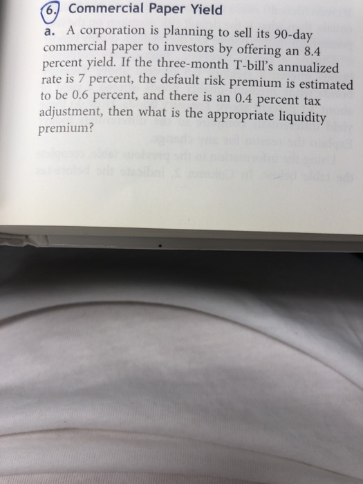 Solved 6. Commercial Paper Yield a. A corporation is