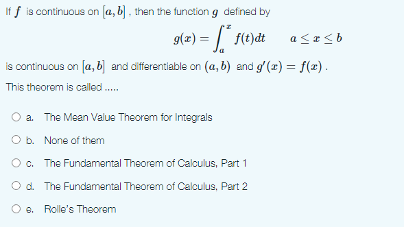 Solved If F Is Continuous On (a, B), Then The Function G | Chegg.com